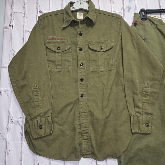 Vintage 1950's Boy‎ Scouts Of America Sanforized Uniform Green Shirt Pants Hat - Picture 4 of 15